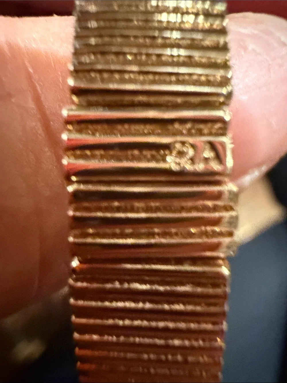 Roxanne Assoulin Gold Ribbed Cuff Bracelet with Crystal Stone NEW AUTHENTIC